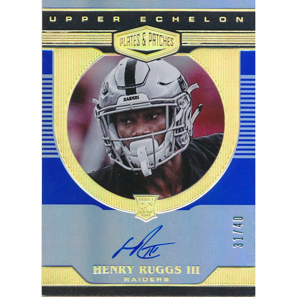 2020 Panini Plates and Patches Henry Ruggs III Rookie Autograph Card #/40: $72 2020 Panini Plates and Patches Henry Ruggs III Rookie Autograph Card #/40: $72