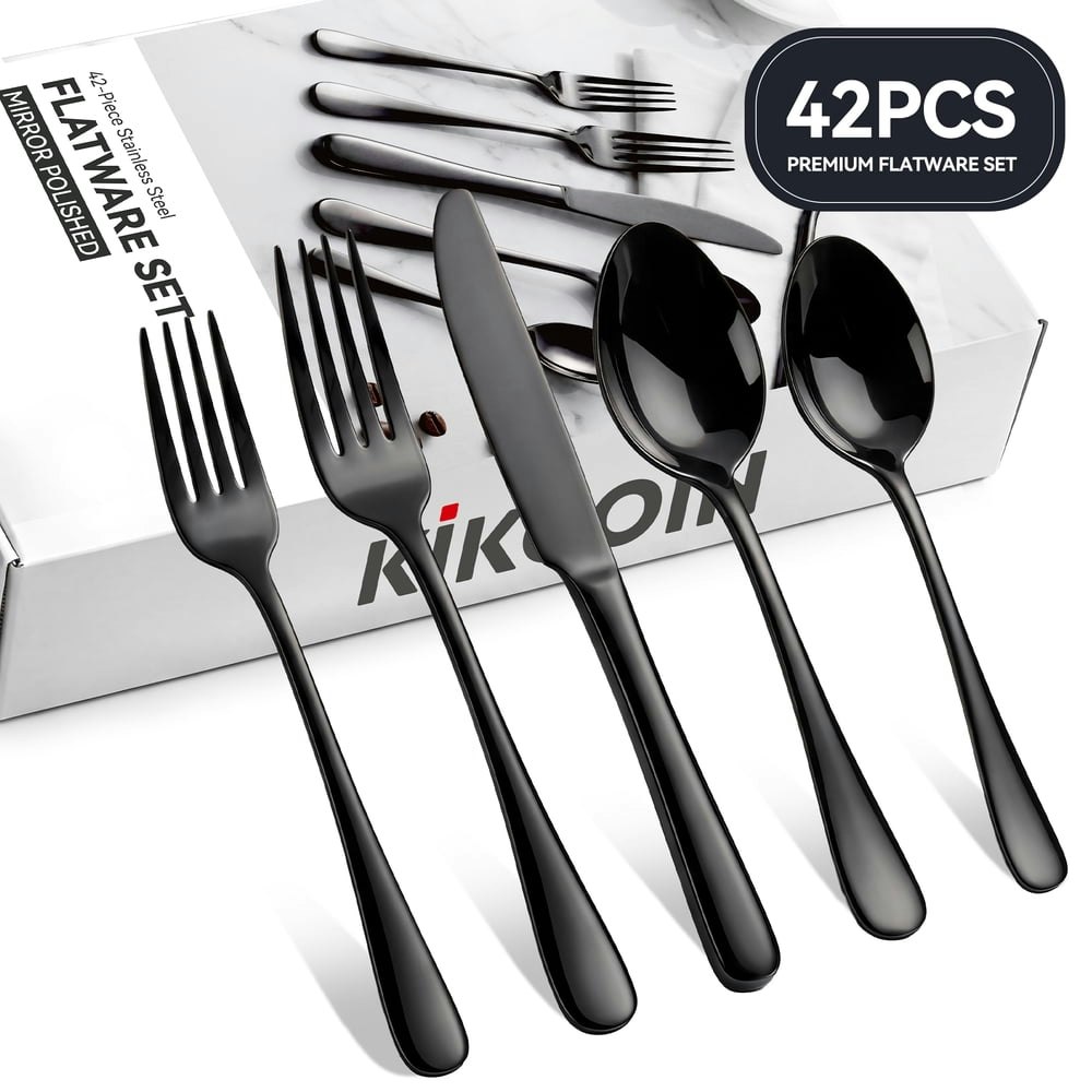 Kikcoin 42-Piece Stainless Steel Silverware Set: $32.98