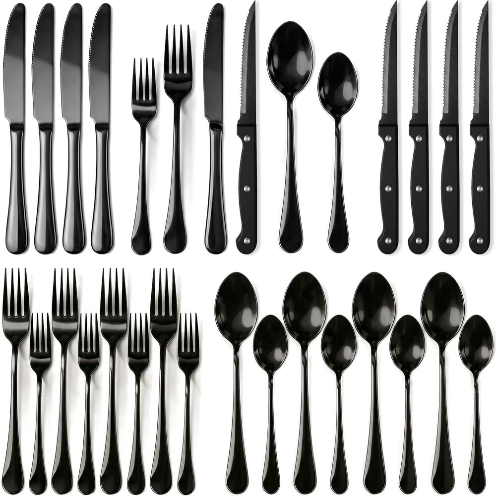 24-Piece Stainless Steel Flatware Set with Steak Knives: $18.99