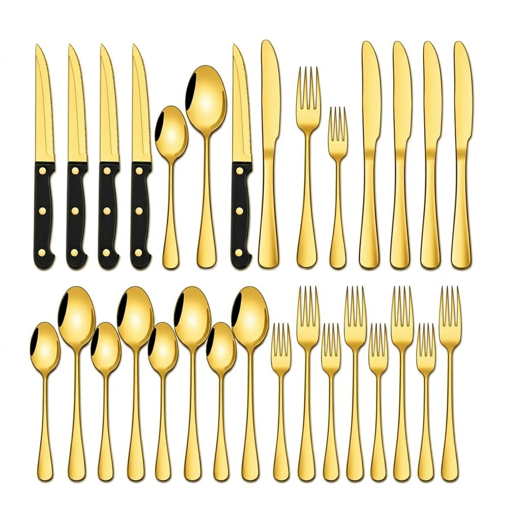 Nulas 24-Piece Gold Stainless Steel Flatware Set: $17.99