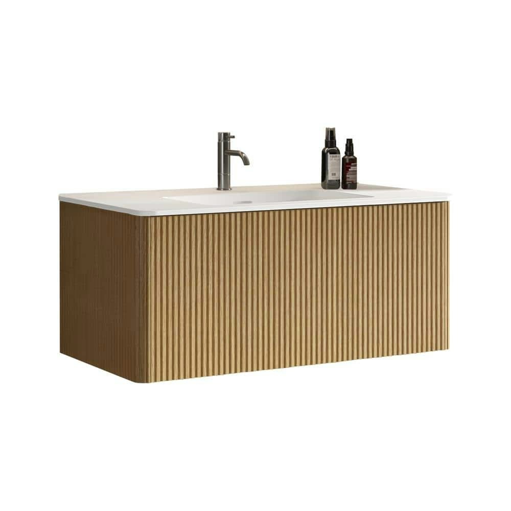 36-Inch Striped Natural Oak Floating Bathroom Vanity with Basin: $1,162.50 36-Inch Striped Natural Oak Floating Bathroom Vanity with Basin: $1,162.50