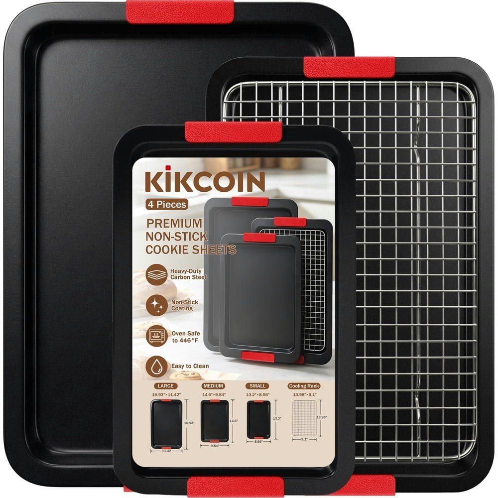 Kikcoin Baking Sheet and Cooling Rack 4-Piece Set: $18.99