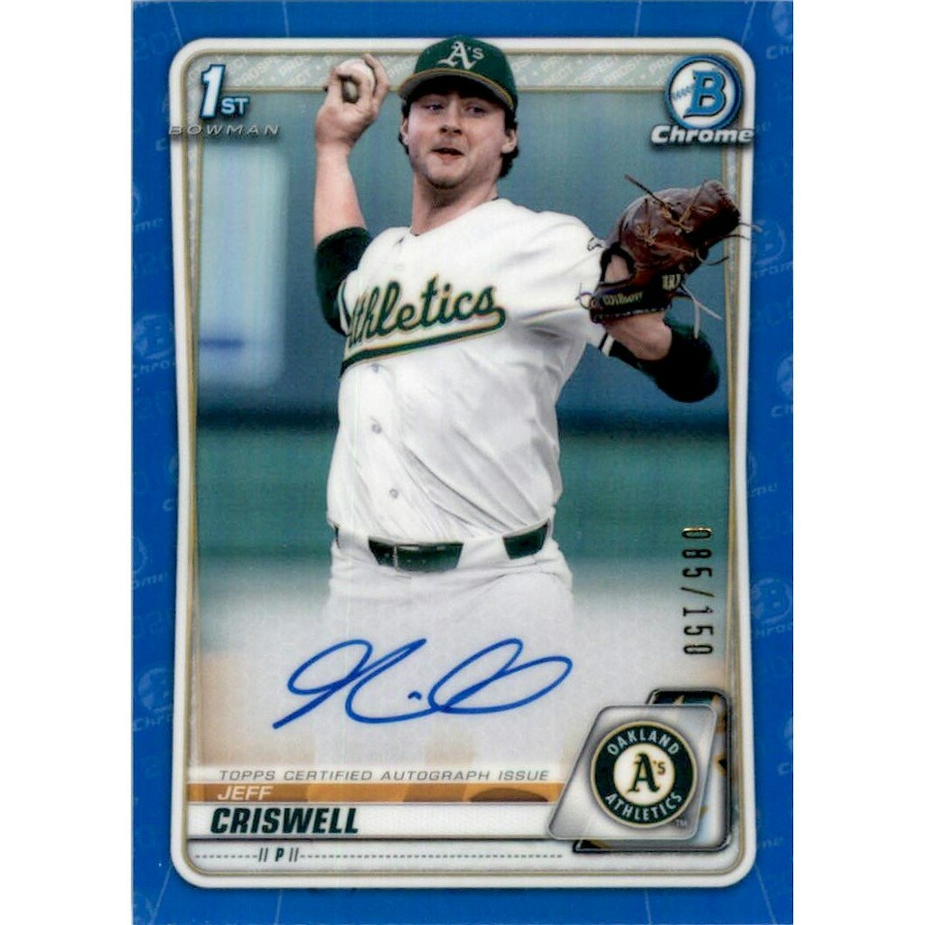 2020 Bowman Chrome Draft Jeff Criswell Autograph Blue Refractor Card: $13.50
