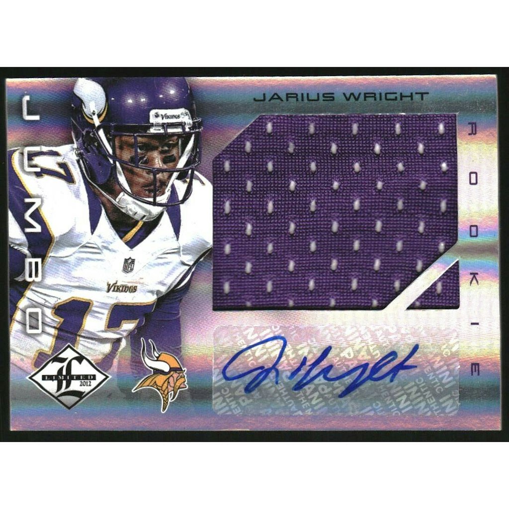 Jarius Wright 2012 Limited Rookie Jumbo Jersey Autograph #34/49: $13.50 Jarius Wright 2012 Limited Rookie Jumbo Jersey Autograph #34/49: $13.50