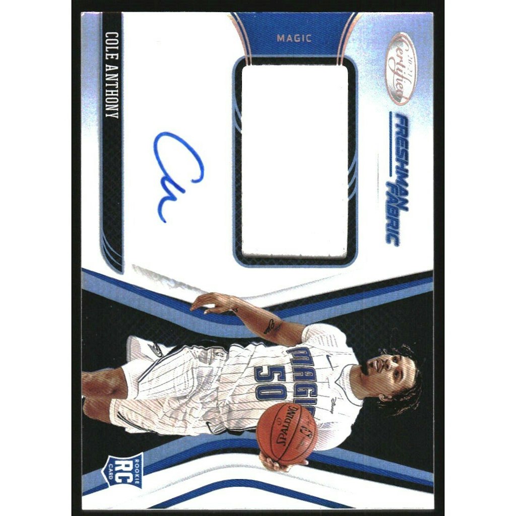 Cole Anthony 2020-21 Certified Freshman Fabric Signatures Trading Card: $22.50 Cole Anthony 2020-21 Certified Freshman Fabric Signatures Trading Card: $22.50
