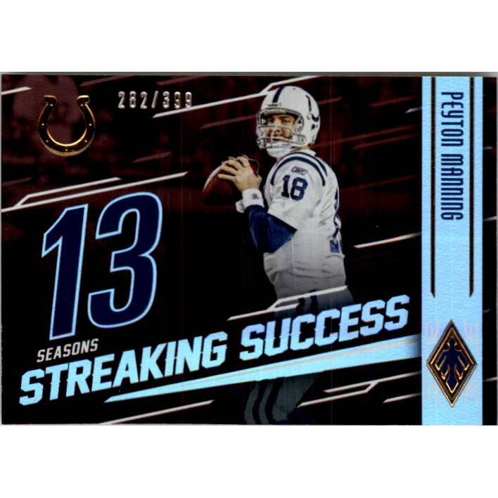 2016 Panini Phoenix Peyton Manning Streaking Success Red Card: $10.50 2016 Panini Phoenix Peyton Manning Streaking Success Red Card: $10.50