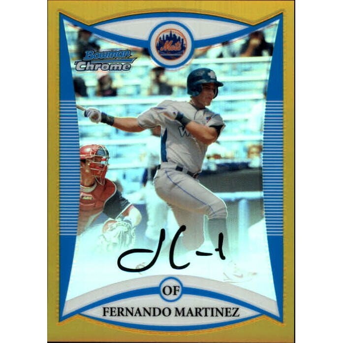 2008 Bowman Chrome Draft Prospects Fernando Martinez Gold Refractor Card: $18