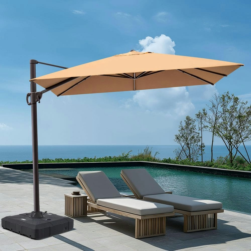 11-Foot x 9-Foot Rectangular Cantilever Patio Umbrella with Base: $373