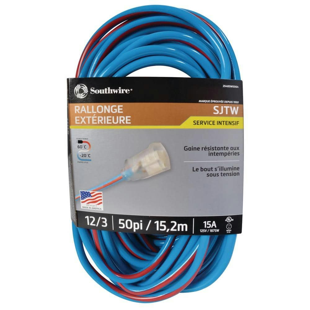 50-Foot 12/3 SJTW Heavy-Duty Extension Cord: $49.90 50-Foot 12/3 SJTW Heavy-Duty Extension Cord: $49.90