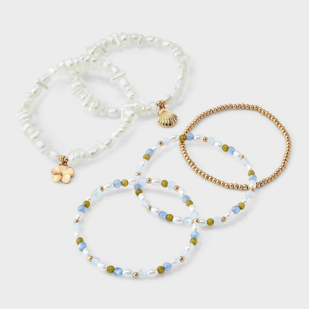 Wild Fable Pearl and Charm Bracelet 5-Piece Set: $12 Wild Fable Pearl and Charm Bracelet 5-Piece Set: $12