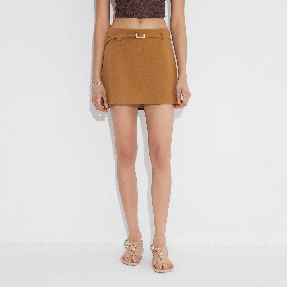 Wild Fable Women's Belted Side Slit Mini Skirt: $30