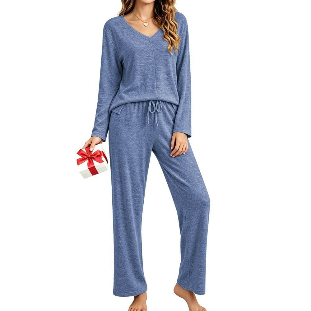 Uvn Women's Long Sleeve V-Neck and Wide Leg Lounge Set: $21.89 Uvn Women's Long Sleeve V-Neck and Wide Leg Lounge Set: $21.89