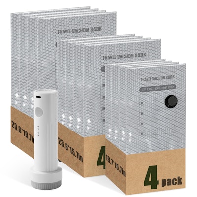 Travel Vacuum Storage Bag 12-Pack w/ Cordless Electric Pump for $19 + free shipping w/ Prime