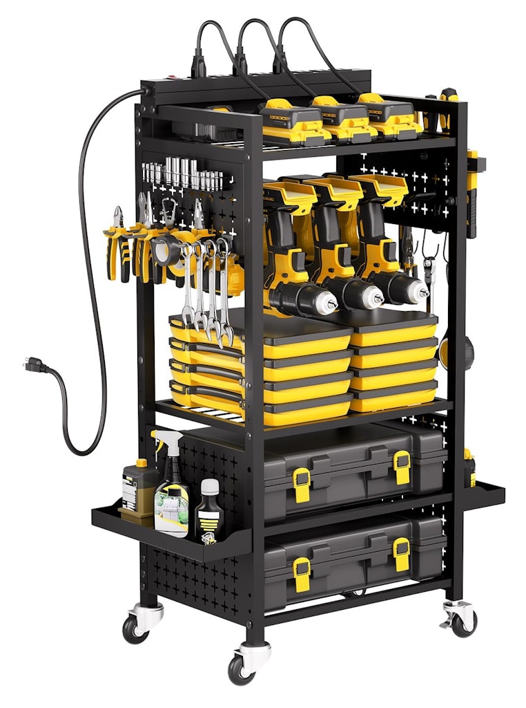 Vevor 5-Tier Tool Organizer Cart w/ Charging Station: $58
