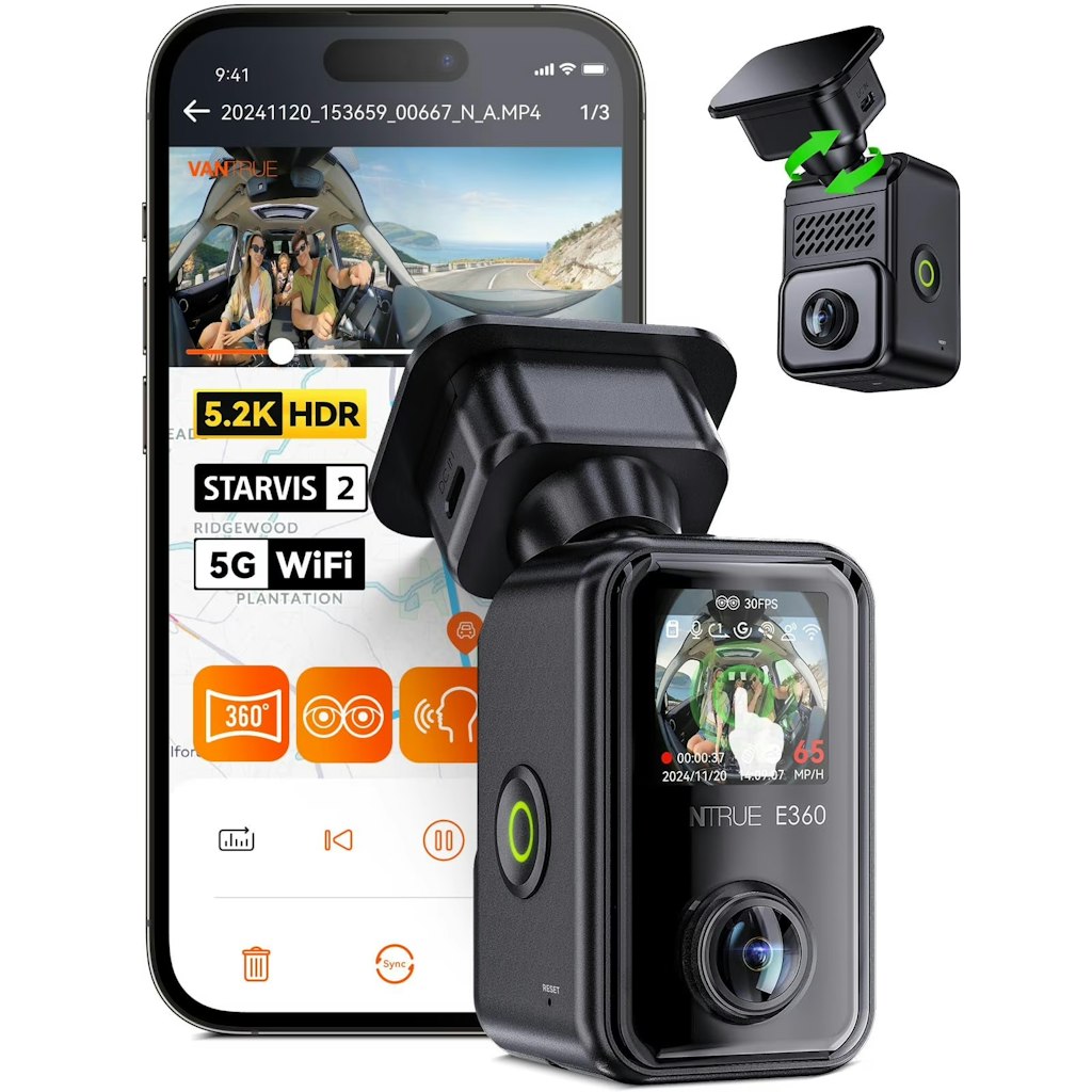 Vantrue E360 5.2K 360° Panoramic Dash Cam: $100