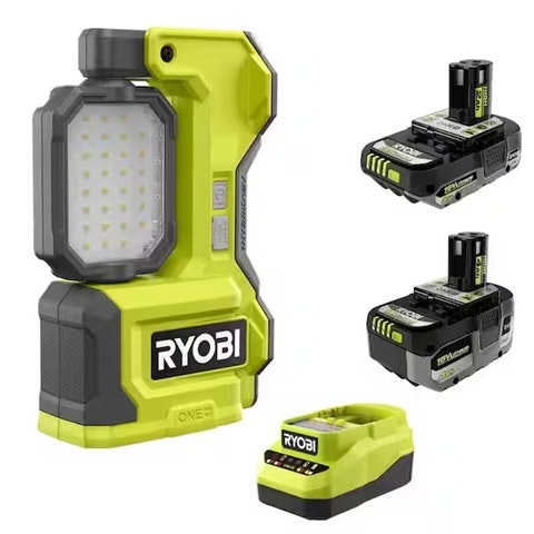RYOBI ONE+ 18V Hybrid Cordless LED Magnetic Task Light w/ 4.0Ah & 2.0Ah Batteries & Charger: $79