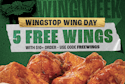 Wingstop 5pc Wings: Free w/ $10 order