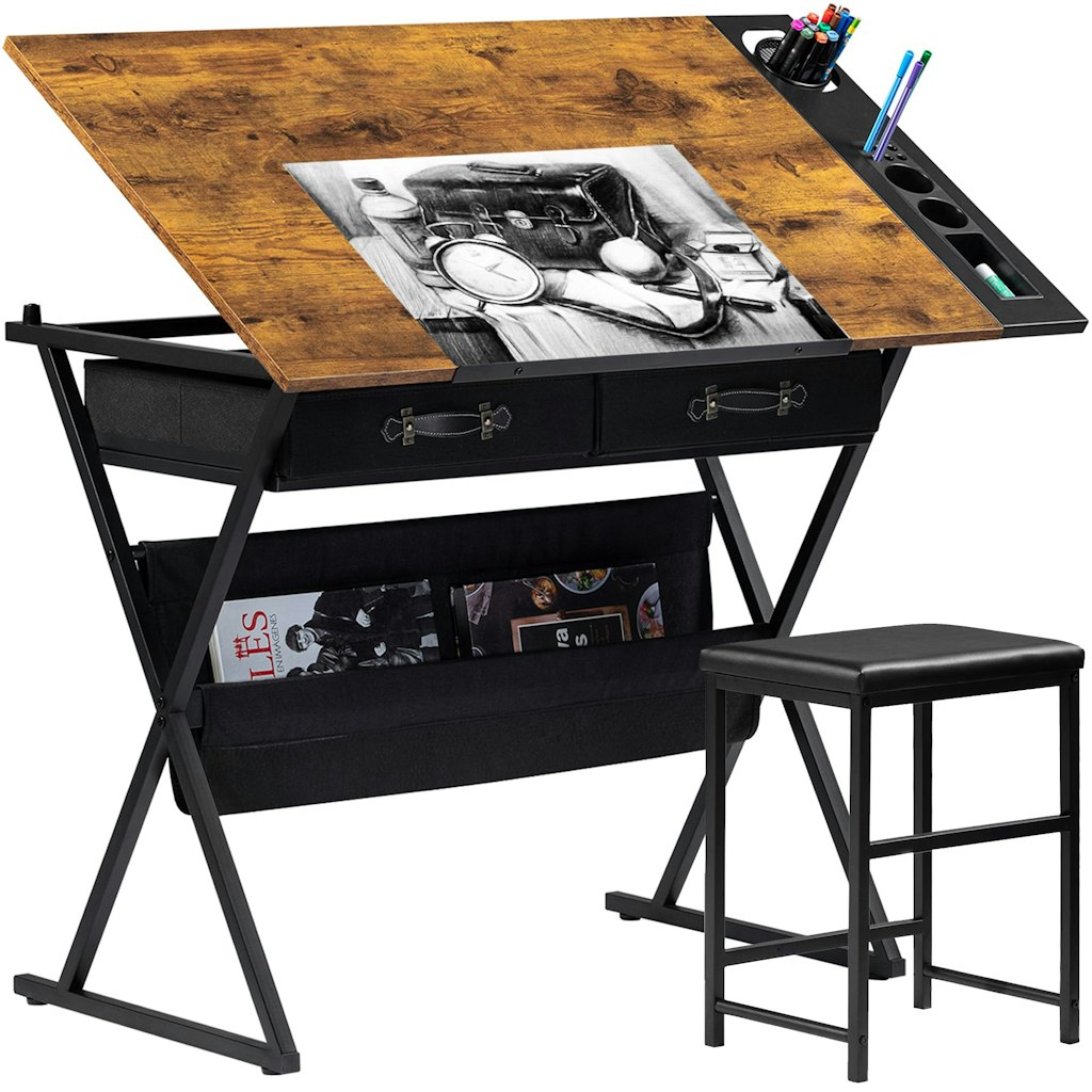 Vecelo Adjustable Drafting Table w/ Stool: $92 Vecelo Adjustable Drafting Table w/ Stool: $92