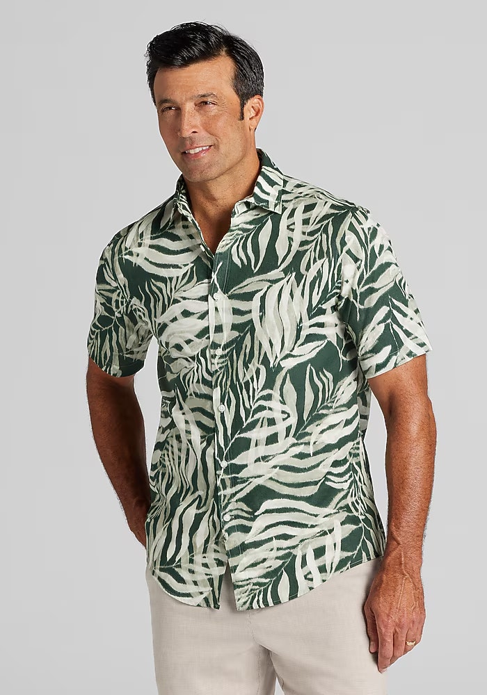 Jos. A. Bank Tailored Fit Giant Fern Linen-Cotton Blend Sportshirt: $15 Jos. A. Bank Tailored Fit Giant Fern Linen-Cotton Blend Sportshirt: $15