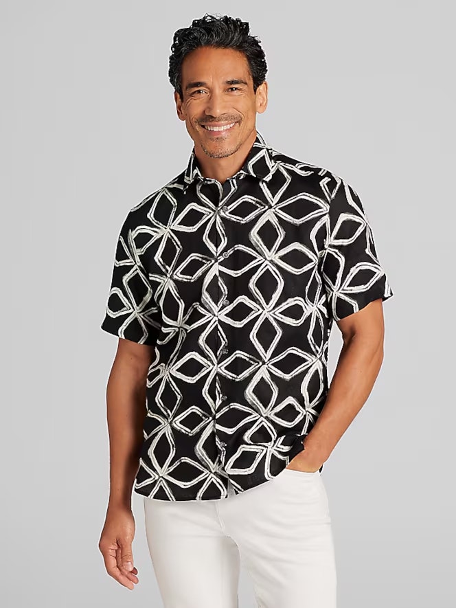 Joseph Abboud Modern Fit 100% Linen Short Sleeve Button Up Shirt: $15 Joseph Abboud Modern Fit 100% Linen Short Sleeve Button Up Shirt: $15