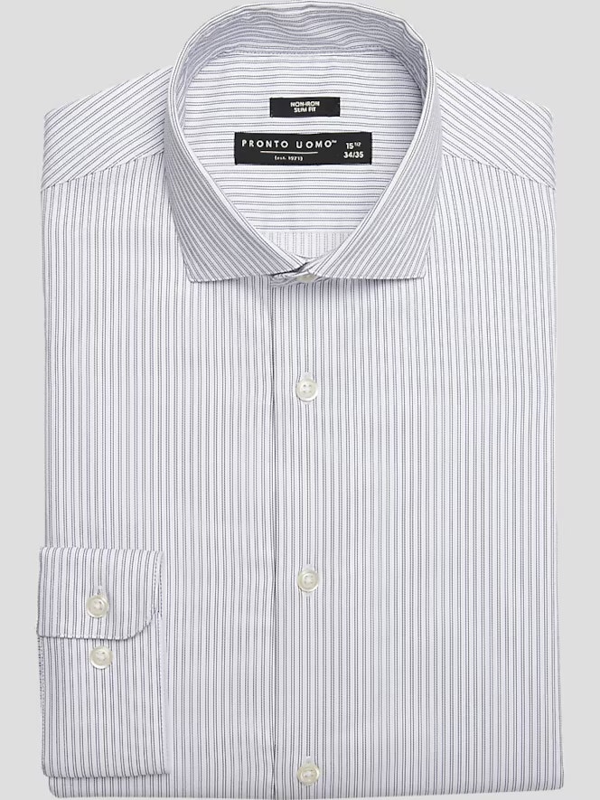 Pronto Uomo Slim Fit Stripe Spread Collar Dress Shirt: $15 Pronto Uomo Slim Fit Stripe Spread Collar Dress Shirt: $15