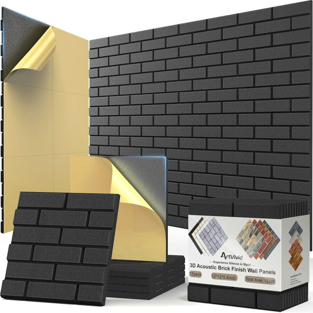 ArtVivid 12-Pack Brick Pattern Acoustic Panels: $21
