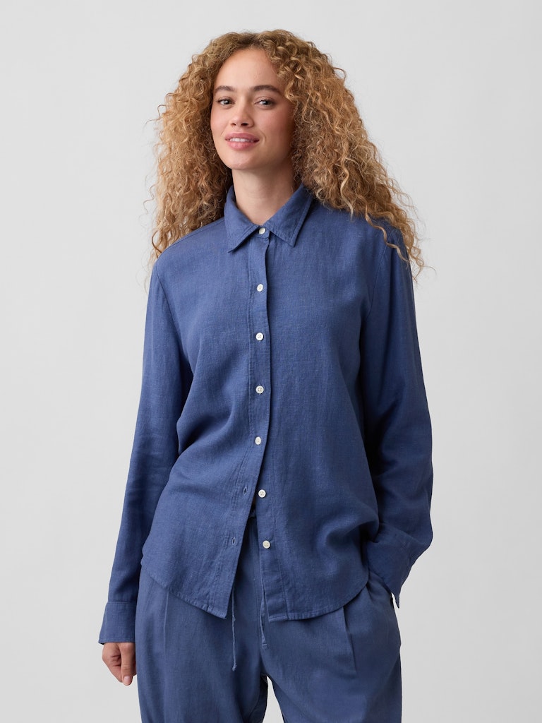 Oversized Linen-Blend Shirt: $35.99