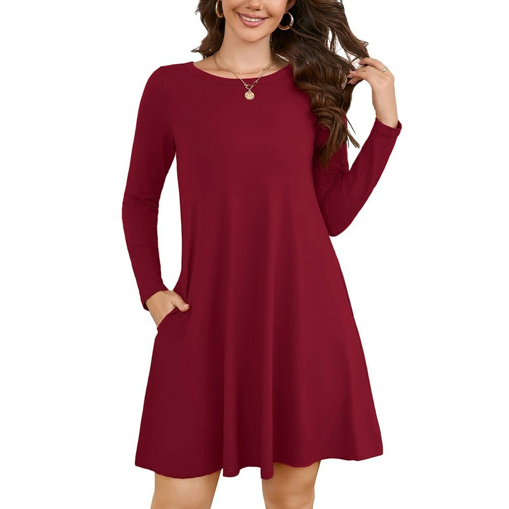 Chiclily Women's Long Sleeve Tunic T-Shirt Dress: $16.79