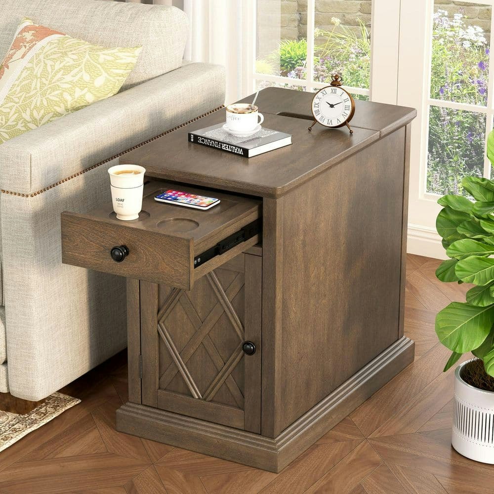 24-inch Antique Espresso Rectangular Wood End Table with USB Ports: $258.09 24-inch Antique Espresso Rectangular Wood End Table with USB Ports: $258.09
