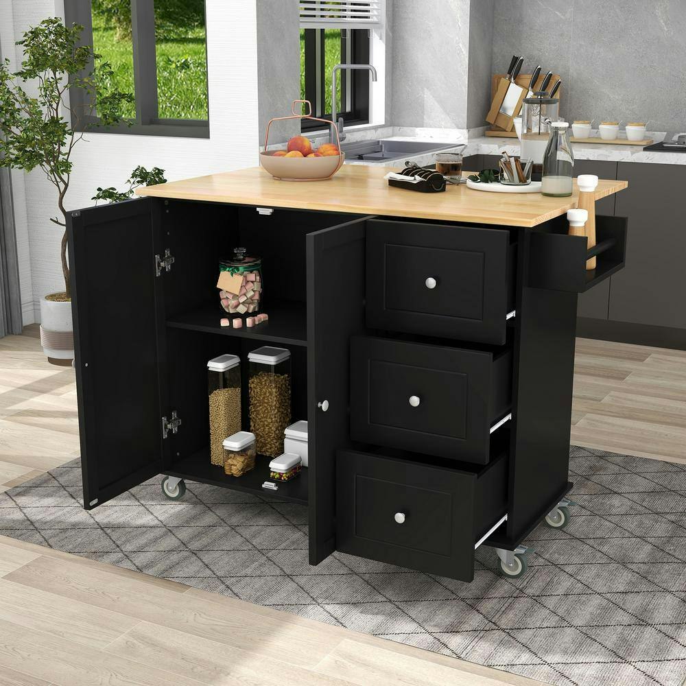 Rubber Wood Kitchen Cart with Drop-Leaf and Spice Rack: $308.96 Rubber Wood Kitchen Cart with Drop-Leaf and Spice Rack: $308.96