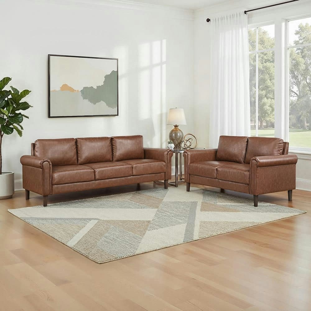 Walterboro 79-Inch Rolled Arm Faux Leather Sofa 2-Piece Set: $795.43 Walterboro 79-Inch Rolled Arm Faux Leather Sofa 2-Piece Set: $795.43