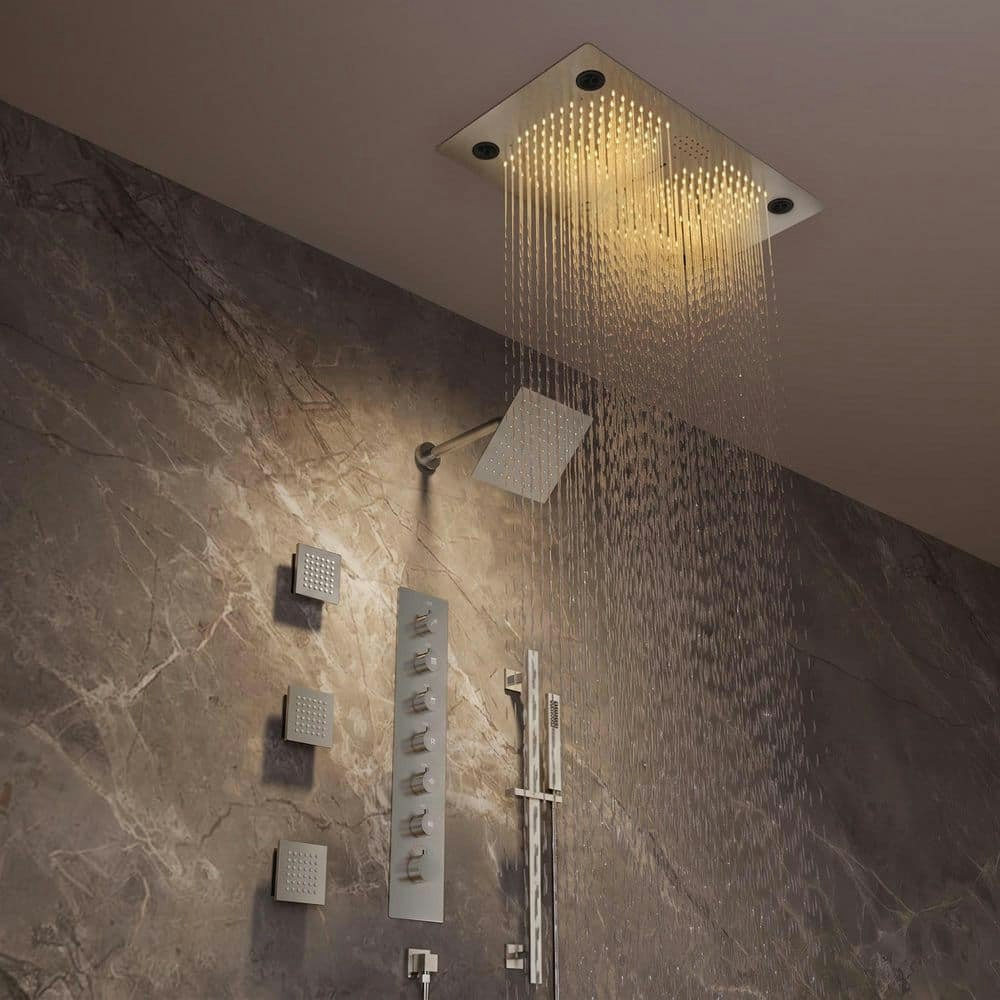 63-Spray Dual Ceiling Mount Shower Head System: $2,228.21