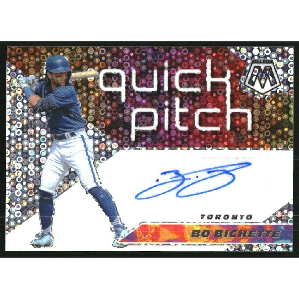 2021 Panini Mosaic Quick Pitch Bo Bichette Autograph Card: $72 2021 Panini Mosaic Quick Pitch Bo Bichette Autograph Card: $72