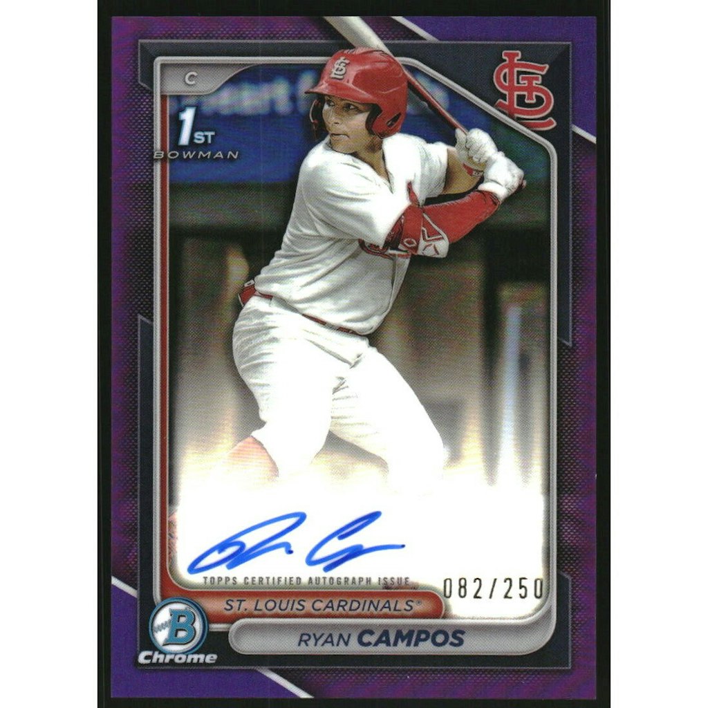 2024 Bowman Chrome Draft Ryan Campos Autograph Purple Refractor Card: $10.80 2024 Bowman Chrome Draft Ryan Campos Autograph Purple Refractor Card: $10.80