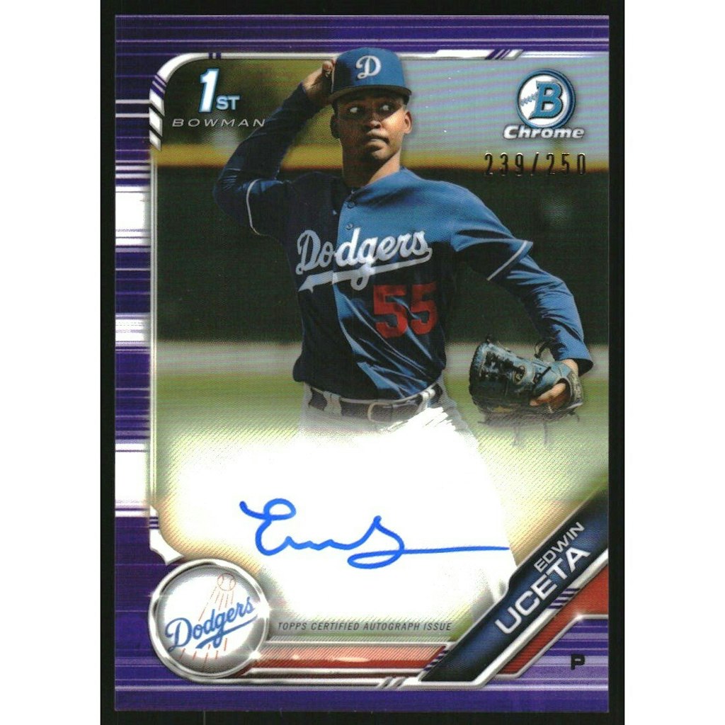 2019 Bowman Chrome Edwin Uceta Purple Refractor Autograph Card: $10.80 2019 Bowman Chrome Edwin Uceta Purple Refractor Autograph Card: $10.80