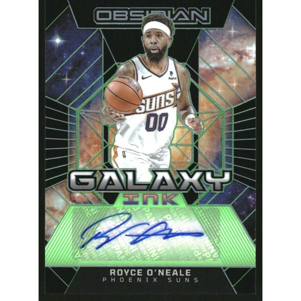 2023-24 Panini Obsidian Galaxy Ink Electric Etch Green Royce O'Neale Autograph Card: $22.50 2023-24 Panini Obsidian Galaxy Ink Electric Etch Green Royce O'Neale Autograph Card: $22.50