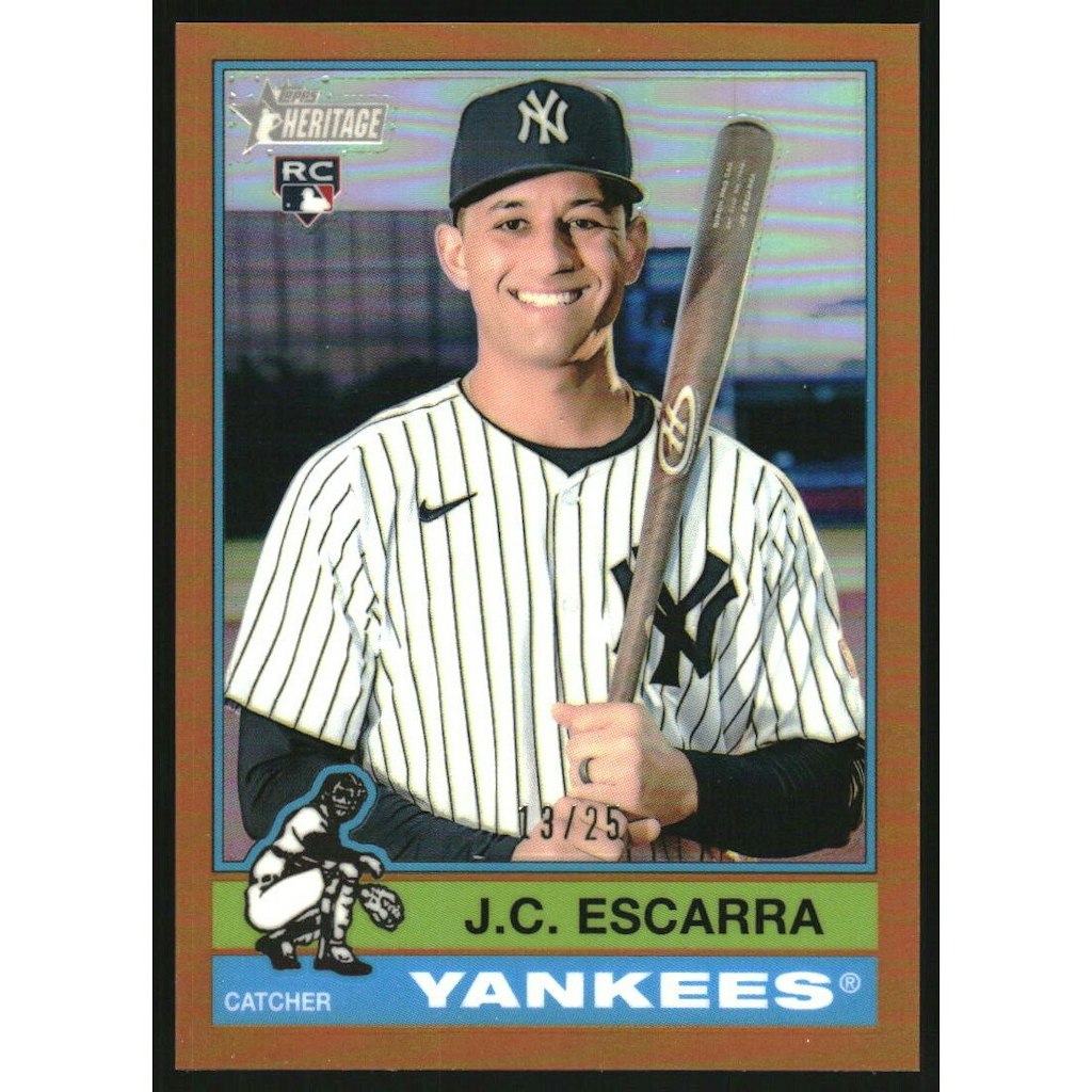 2025 Topps Heritage Chrome J.C. Escarra Orange Refractor Trading Card: $13.50 2025 Topps Heritage Chrome J.C. Escarra Orange Refractor Trading Card: $13.50