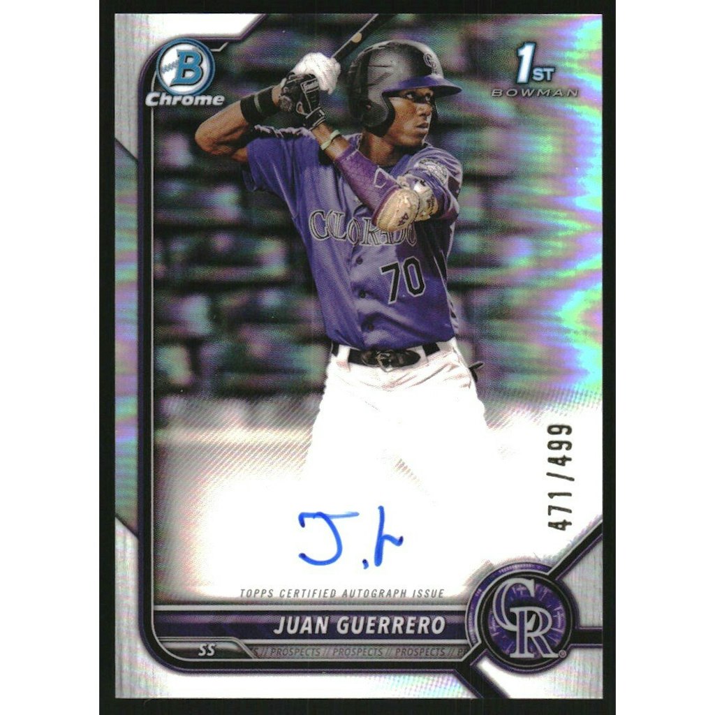 2022 Bowman Chrome Juan Guerrero Autograph Prospect Card: $10.80 2022 Bowman Chrome Juan Guerrero Autograph Prospect Card: $10.80