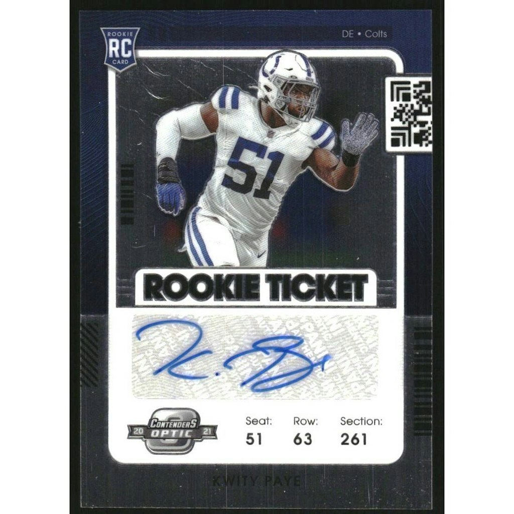 2021 Panini Contenders Optic Kwity Paye Rookie Autograph Card: $27 2021 Panini Contenders Optic Kwity Paye Rookie Autograph Card: $27