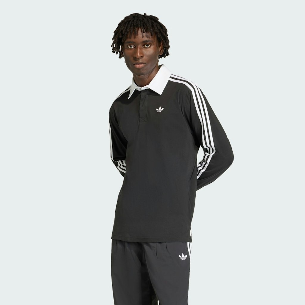 3-Stripes Long Sleeve Rugby Polo: $46 3-Stripes Long Sleeve Rugby Polo: $46