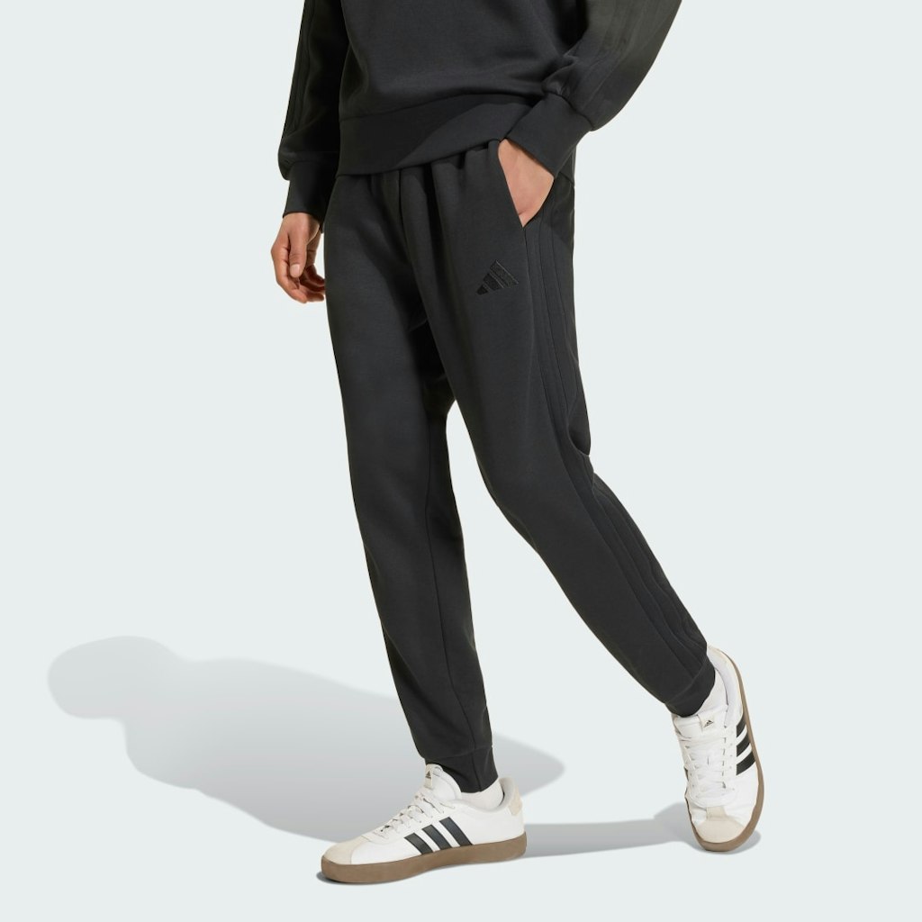 Essentials 3-Stripes Fleece Pants: $50 Essentials 3-Stripes Fleece Pants: $50
