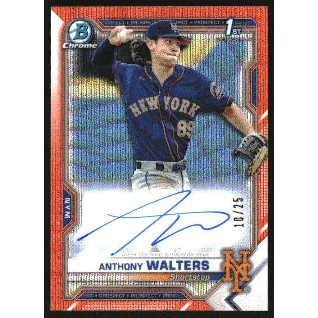 2021 Bowman Chrome Anthony Walters Prospect Autograph Orange Wave Refractor: $15