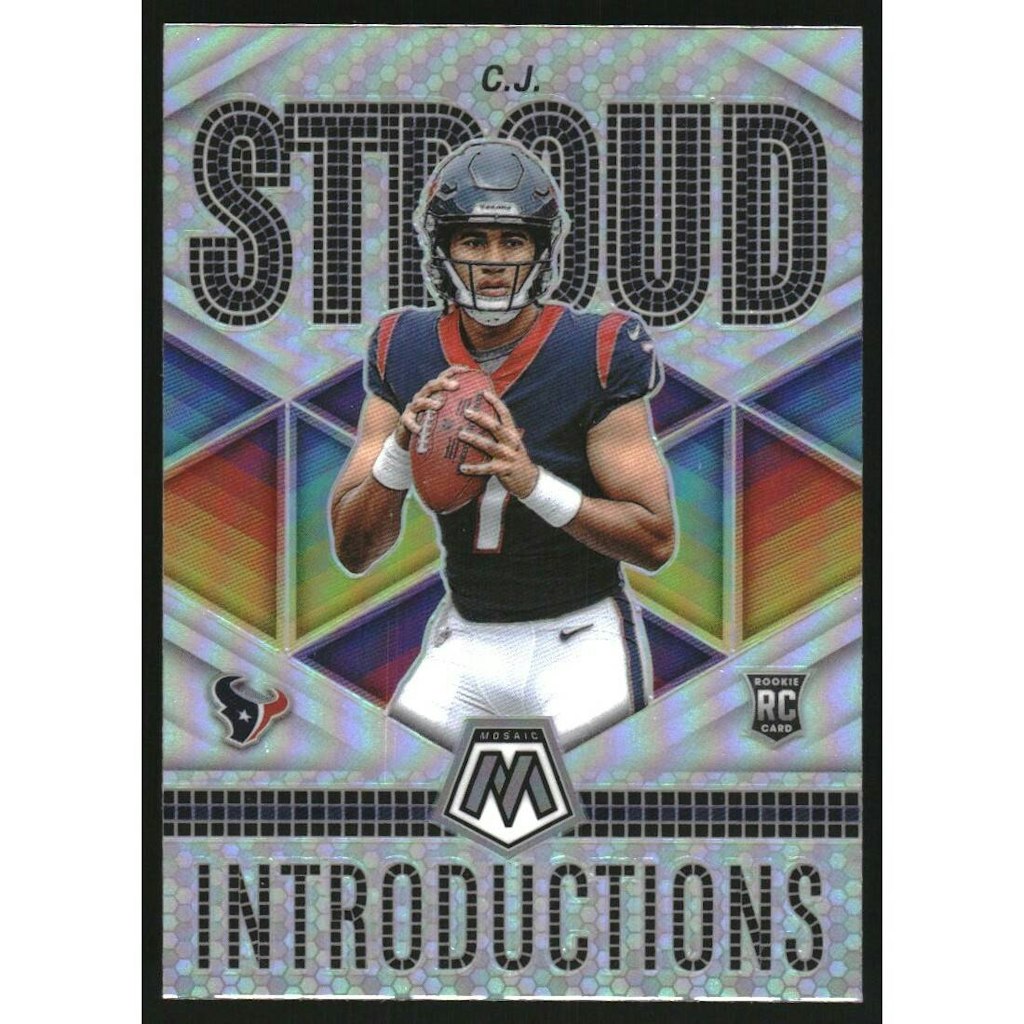 2023 Panini Mosaic CJ Stroud Introductions Silver Trading Card: $15 2023 Panini Mosaic CJ Stroud Introductions Silver Trading Card: $15