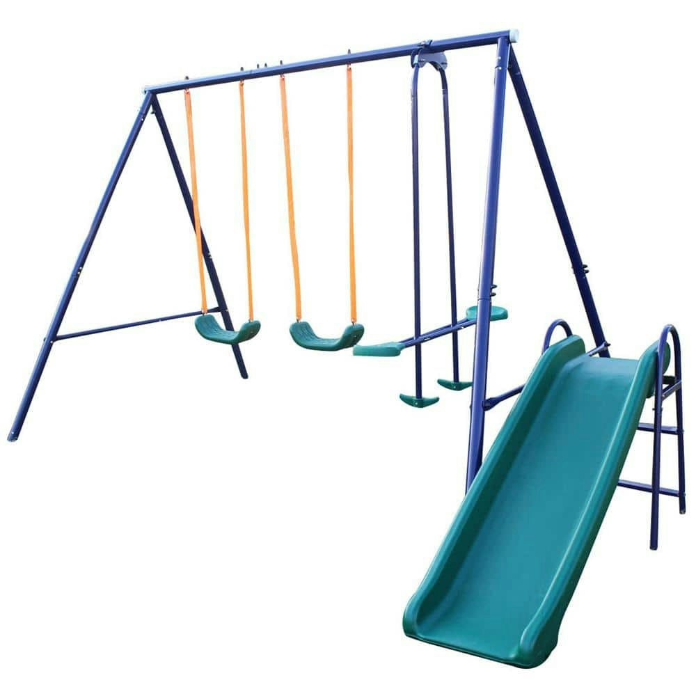 Metal Outdoor Swing Set with 2 Swing Seats, 1 Glider, and 1 Slide: $264.10 Metal Outdoor Swing Set with 2 Swing Seats, 1 Glider, and 1 Slide: $264.10
