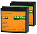 Eco-Worthy 12V 20Ah LiFePO4 Lithium Battery 2-Pack for $76 + free shipping