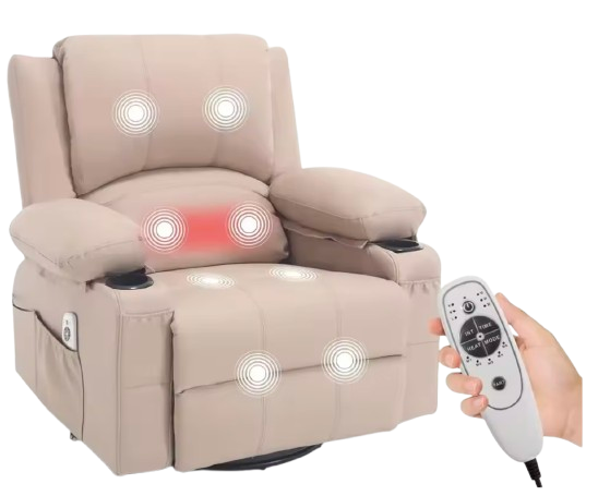 Leather Rocker Massage Recliner Chair w/ Heat: $295 Leather Rocker Massage Recliner Chair w/ Heat: $295