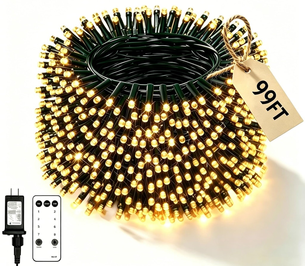99-Foot 300-LED Warm White Fairy String Lights: $18