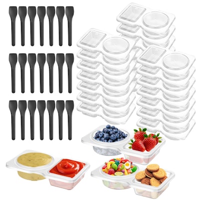 Double Compartment Condiment Container 21-Pack: 1-cent + free shipping