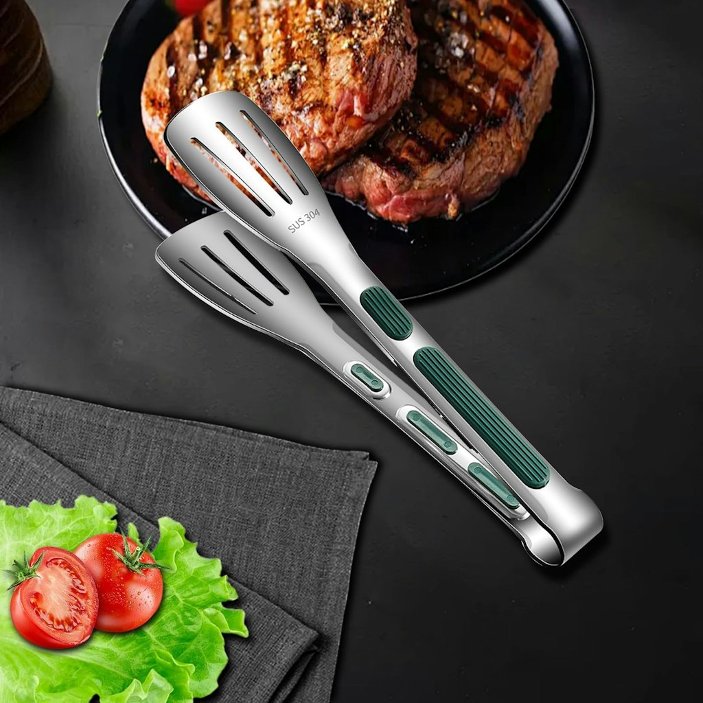9" Stainless Steel Kitchen Tongs: $1.23