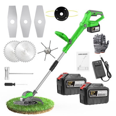21V Cordless 4-in-1 Weed Wacker w/ 2 Batteries for $44 + free shipping